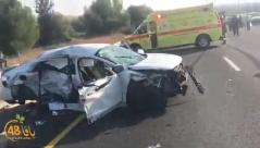 فيديو: مصرع سيدة وطفلتها واصابة 7 آخرين بحادث طرق قرب اللد